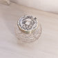 Vintage Circular Clear Glass Jar with Silver Tone Metal Lid