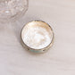 Vintage Circular Clear Glass Jar with Silver Tone Metal Lid