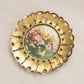 Vintage Flowers in Cream Vase Print with Thin Brass Butterfly Frame