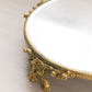 Vintage Circular Gold Tone Plateau Mirror Tray with Floral Designs