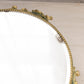 Vintage Circular Gold Tone Plateau Mirror Tray with Floral Designs