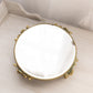 Vintage Circular Gold Tone Plateau Mirror Tray with Floral Designs