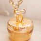Vintage Circular Orange Iridescent Glass Lidded Deer Dish