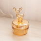 Vintage Circular Orange Iridescent Glass Lidded Deer Dish