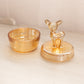 Vintage Circular Orange Iridescent Glass Lidded Deer Dish