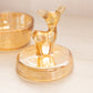 Vintage Circular Orange Iridescent Glass Lidded Deer Dish