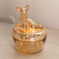 Vintage Circular Orange Iridescent Glass Lidded Dog Dish