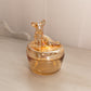 Vintage Circular Orange Iridescent Glass Lidded Dog Dish