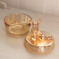 Vintage Circular Orange Iridescent Glass Lidded Dog Dish
