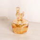 Vintage Circular Orange Glass Lidded Poodle Dog Dish
