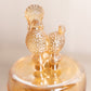 Vintage Circular Orange Glass Lidded Poodle Dog Dish