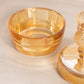 Vintage Circular Orange Glass Lidded Poodle Dog Dish