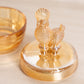 Vintage Circular Orange Glass Lidded Poodle Dog Dish