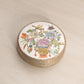 Vintage Circular White Ceramic & Metal Floral Lidded Jar