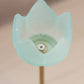 Vintage Clear/Blue/Pink Satin Tulip Candleholders with Metal Base (Set of 3)