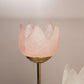 Vintage Clear/Blue/Pink Satin Tulip Candleholders with Metal Base (Set of 3)