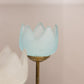 Vintage Clear/Blue/Pink Satin Tulip Candleholders with Metal Base (Set of 3)