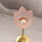 Vintage Clear/Blue/Pink Satin Tulip Candleholders with Metal Base (Set of 3)