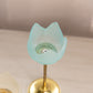 Vintage Clear/Blue/Pink Satin Tulip Candleholders with Metal Base (Set of 3)