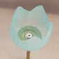 Vintage Clear/Blue/Pink Satin Tulip Candleholders with Metal Base (Set of 3)