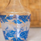 Vintage Clear Glass Decanter with Blue Leaf Details