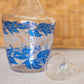 Vintage Clear Glass Decanter with Blue Leaf Details