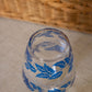 Vintage Clear Glass Decanter with Blue Leaf Details