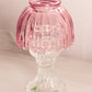 Vintage LE Smith Pink Glass Fairy Lamp with Clear Glass Bottom