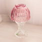 Vintage LE Smith Pink Glass Fairy Lamp with Clear Glass Bottom