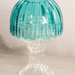Vintage Clear Glass Fairy Lamp Candleholder w/ Teal Green Glass Shade