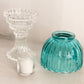 Vintage Clear Glass Fairy Lamp Candleholder w/ Teal Green Glass Shade