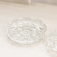 Vintage Clear Glass Lidded Dish with Gold Tone Metal Floral Finial