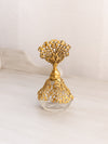Vintage Clear Glass Perfume Bottle with Gold Tone Metal Top and Accents