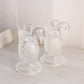 Vintage Clear Glass Swan Candleholder with Satin Details
