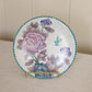 Vintage Cloisonné-Style Enamel-on-Brass Metal Floral Bird Plate