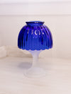 Vintage Cobalt Blue Fairy Lamp Candle Holder with Clear Satin Base