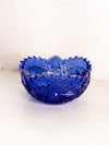 Vintage Cobalt Blue Glass Comet in The Stars Bowl with Sawtooth Edge