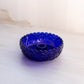 Vintage Cobalt Blue Glass Taper Candleholder with Scroll Designs