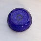 Vintage Cobalt Blue Glass Taper Candleholder with Scroll Designs