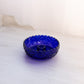 Vintage Cobalt Blue Glass Taper Candleholder with Scroll Designs