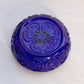 Vintage Cobalt Blue Glass Taper Candleholder with Scroll Designs