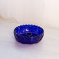 Vintage Cobalt Blue Glass Taper Candleholder with Scroll Designs