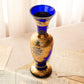 Vintage Cobalt Blue & Gold Handpainted Bohemia Glass Vase