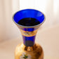 Vintage Cobalt Blue & Gold Handpainted Bohemia Glass Vase