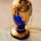 Vintage Cobalt Blue & Gold Handpainted Bohemia Glass Vase