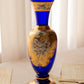Vintage Cobalt Blue & Gold Handpainted Bohemia Glass Vase
