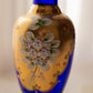 Vintage Cobalt Blue & Gold Handpainted Bohemia Glass Vase