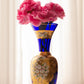 Vintage Cobalt Blue & Gold Handpainted Bohemia Glass Vase
