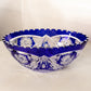 Vintage Cobalt Cut to Clear Oval Crystal Bowl