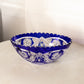 Vintage Cobalt Cut to Clear Oval Crystal Bowl